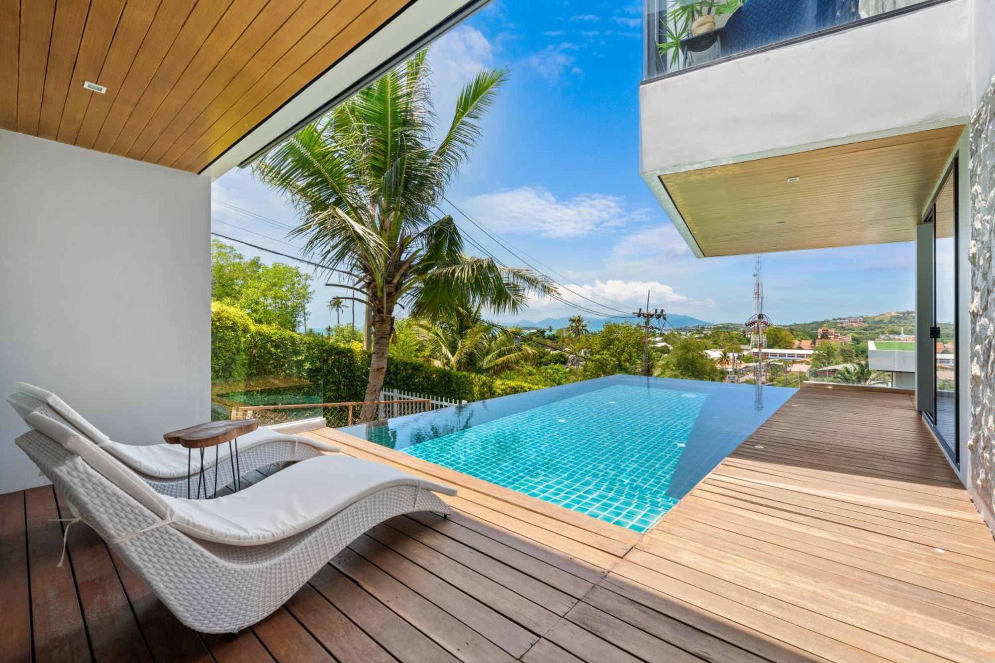Sparkle 大佛海滩四卧时尚部分海景别墅 * Koh Samui